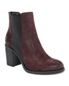 Chelsea boots en Velours de Cuir Ama bordeaux - Talon 8 cm
