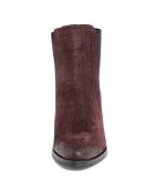 Chelsea boots en Velours de Cuir Ama bordeaux - Talon 8 cm