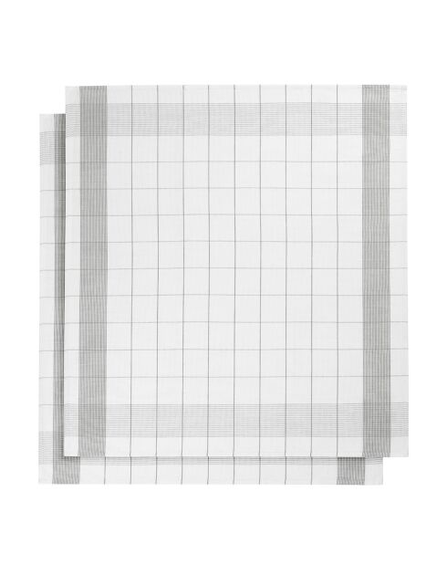 2 Torchons Mixte blanc/gris - 68x68 cm