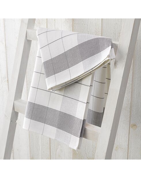 2 Torchons Mixte blanc/gris - 68x68 cm
