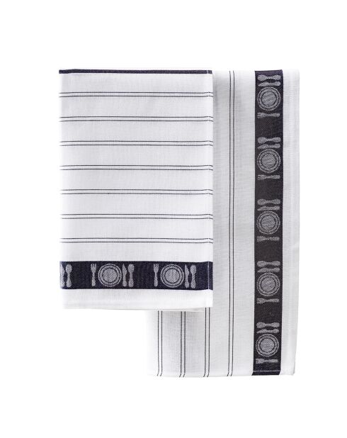 3 Torchons BML blanc/noir - 65x65 cm
