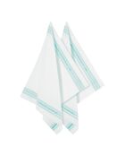 2 Torchons Dish blanc/turquoise - 65x70 cm