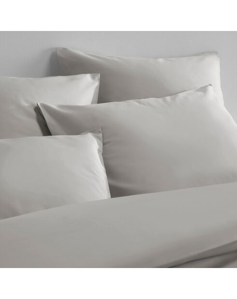 Parure housse de couette 100% Satin de Coton Olivia gris clair