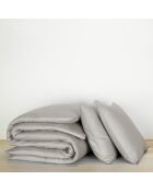 Parure housse de couette 100% Satin de Coton Olivia gris clair