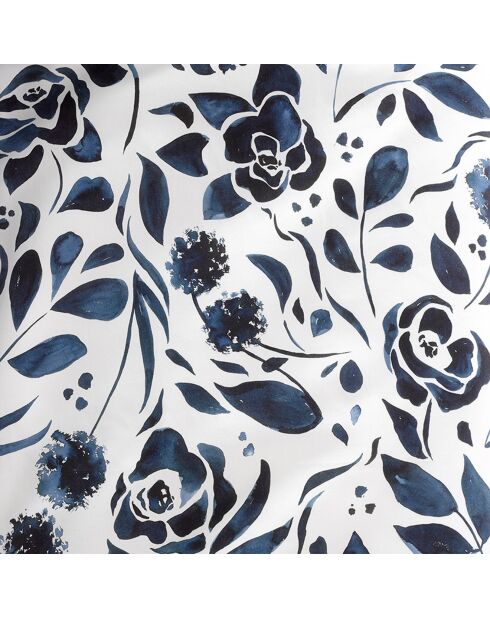 Meadow Indigo/witte dekbedovertrekset van 100% katoensatijn