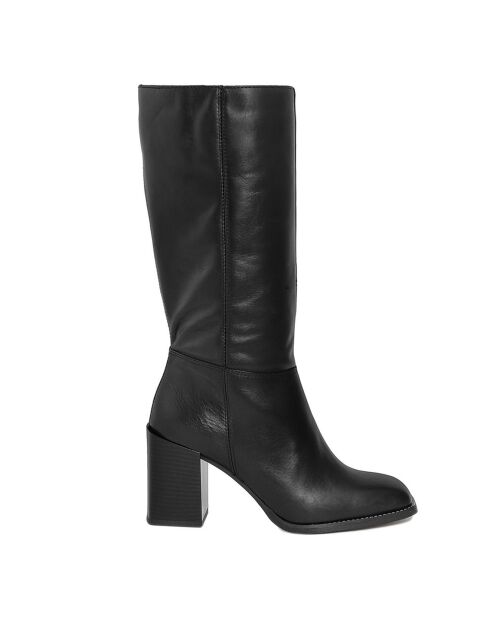 Bottes en Cuir Paprica noires - Talon 8 cm
