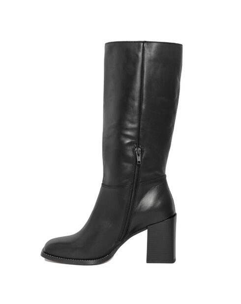 Bottes en Cuir Paprica noires - Talon 8 cm