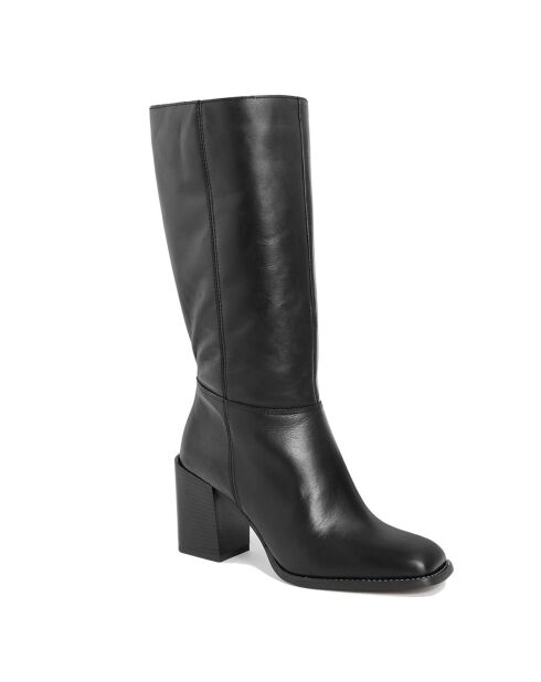 Bottes en Cuir Paprica noires - Talon 8 cm