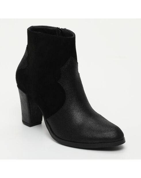 Bottines en Cuir Angie noires - Talon 7.5 cm