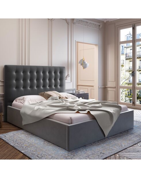 Tête de Lit en Velours Athena gris foncé - 180x120 cm