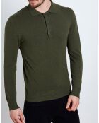 Pull col polo boutonné kaki