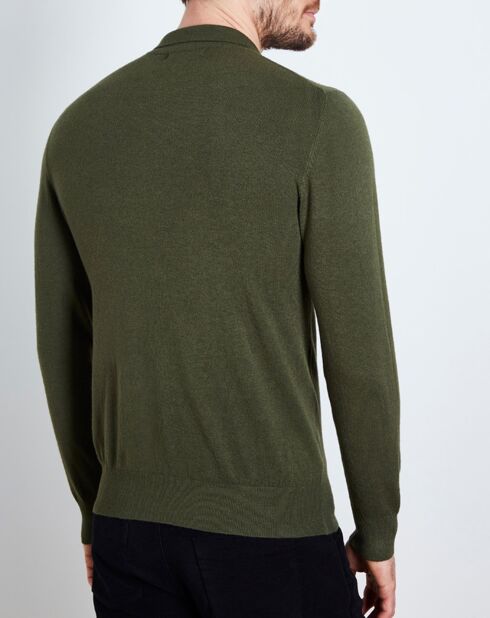 Pull col polo boutonné kaki