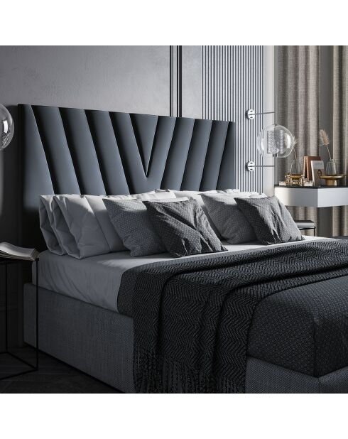 Kopfteil Eiffel aus Samt, 180 x 120 cm, Dunkelgrau