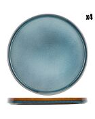 4 Assiettes plates en Porcelaine Quintana bleues - D.27.5 cm