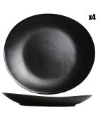 4 Assiettes plates Vongola noires - 28x25.5 cm