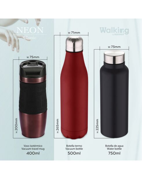 Bouteille thermo Walking anywhere rouge - 50 cl