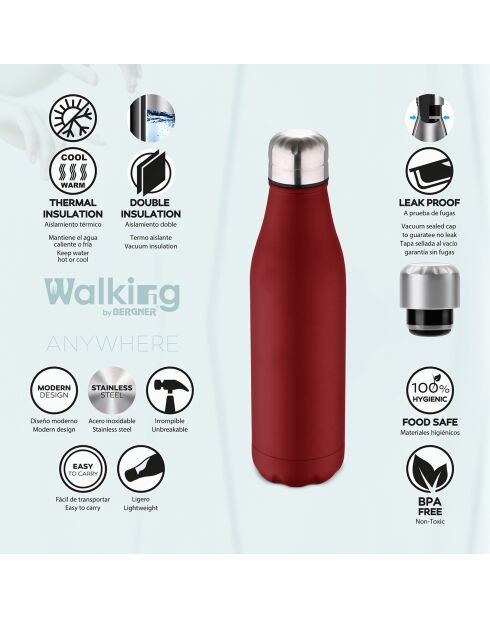 Bouteille thermo Walking anywhere rouge - 50 cl