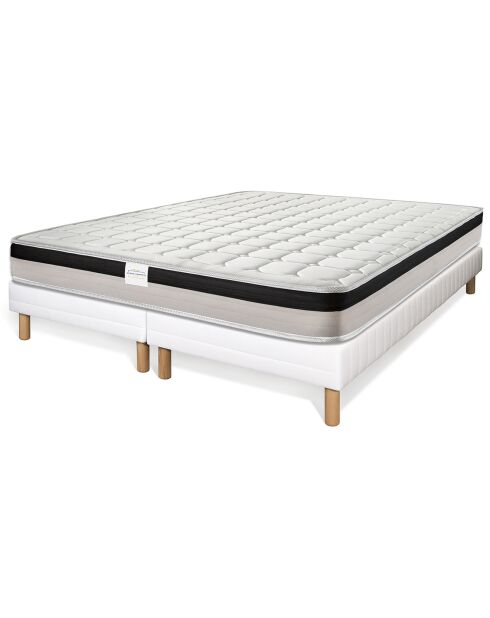 Ensemble matelas & 2 sommiers Magnifico blanc/noir - 2x80x200 cm
