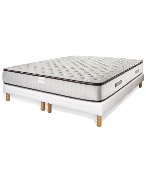 Ensemble matelas & 2 sommiers Paradisio blanc/marron - 2x90x200 cm