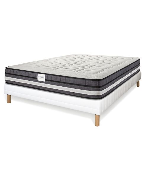 Ensemble matelas & sommier Prezioso blanc/gris - 140x200 cm