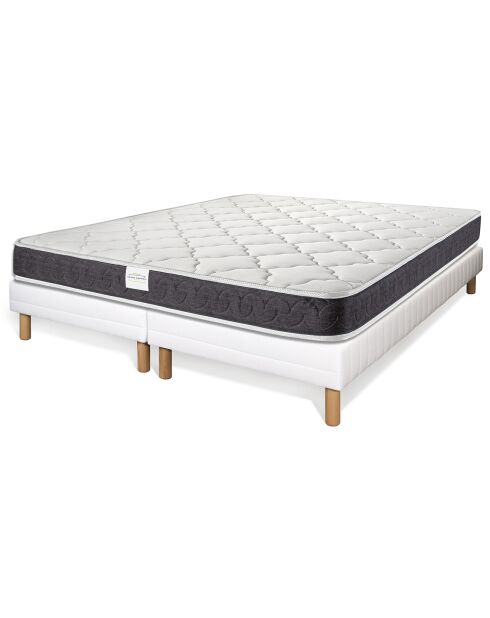 Ensemble matelas & 2 sommiers Prima blanc/gris - 2x90x200 cm