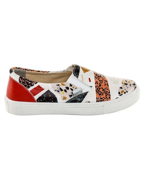 Slip-On Mozaique blanc/rouge