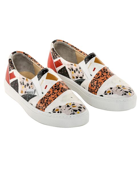 Slip-On Mozaique blanc/rouge
