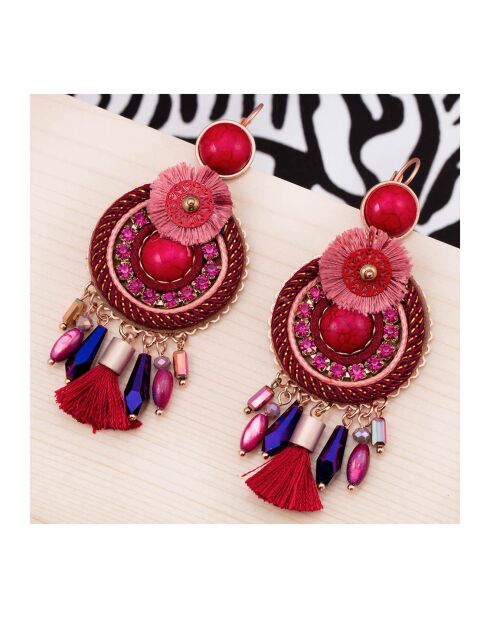 Boucles d'Oreilles Bombay framboise