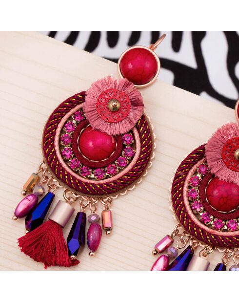 Boucles d'Oreilles Bombay framboise