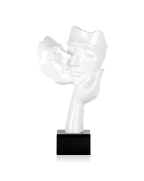 Sculpture en résine Baiser entre amoureux blanc - 51x28x20 cm