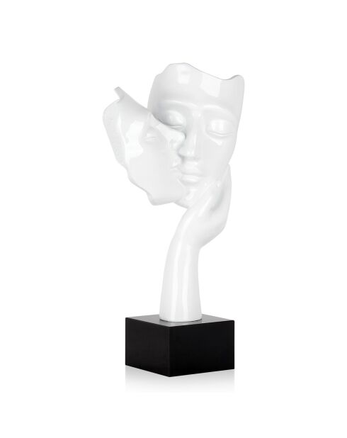 Sculpture en résine Baiser entre amoureux blanc - 51x28x20 cm