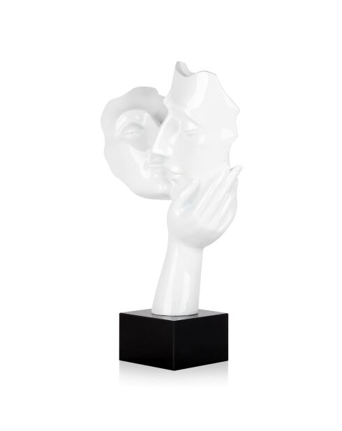 Sculpture en résine Baiser entre amoureux blanc - 51x28x20 cm