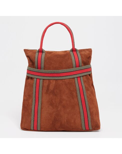 Sac à dos en Cuir Gao camel - 37.5x9x37 cm