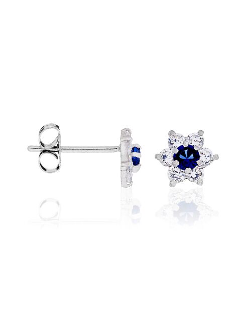 Boucles d'oreilles Le Messager Bleu or blanc