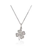 Pendentif Trèfle or blanc