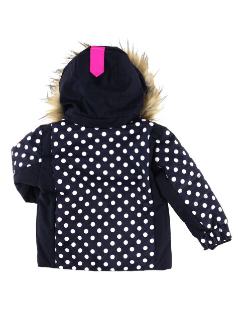 Veste de Ski Rose col fausse fourrure bleu foncé/blanc