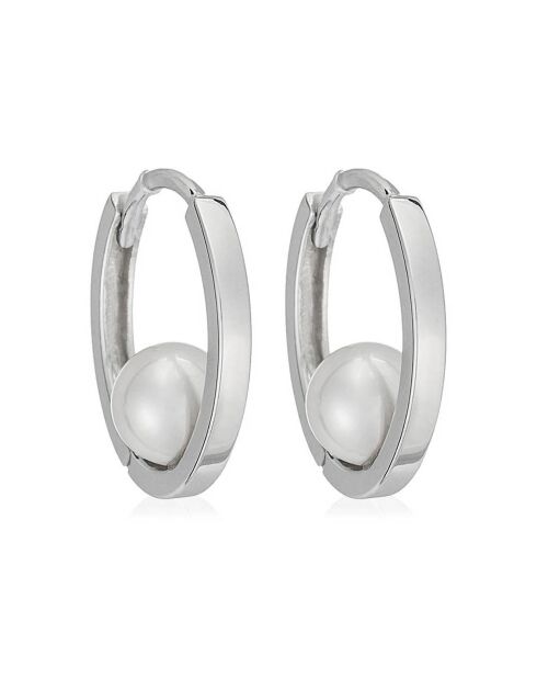 Boucles d'oreilles Cerceau Perle Blanche or blanc