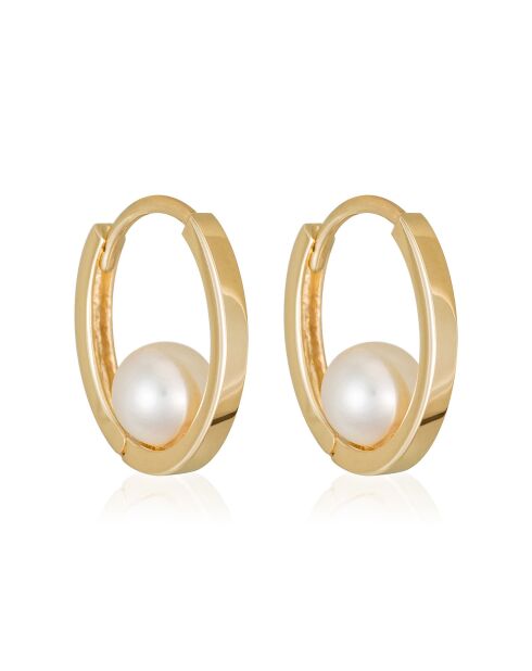 Boucles d'oreilles Cerceau Perle Blanche or jaune