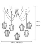 Tel zwarte hanglamp - 160x130 cm