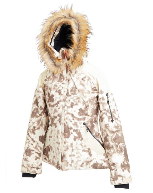 Veste de Ski Flegere imprimé col fausse fourrure vanille