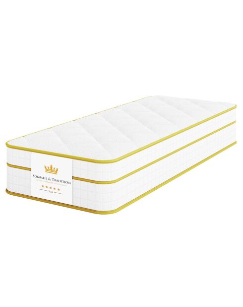 Matelas à ressorts ensachés et mémoire de forme Magellan blanc/jaune - 90x190 cm