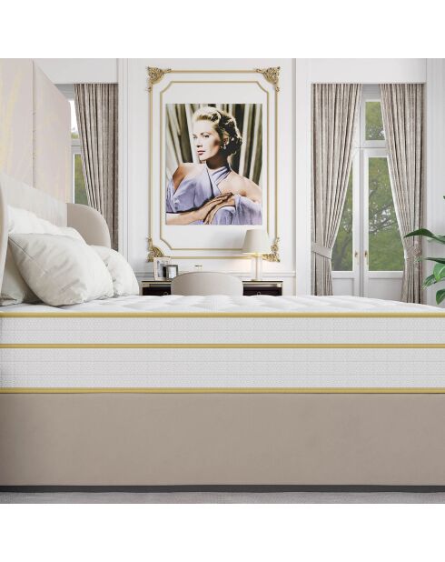 Matelas à ressorts ensachés et mémoire de forme Magellan blanc/jaune - 80x200 cm