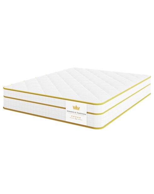 Matelas à ressorts ensachés et mémoire de forme Magellan blanc/jaune - 140x190 cm