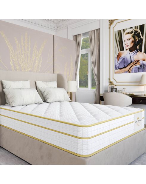 Ensemble matelas & sommier Magellan blanc/jaune - 140x190 cm