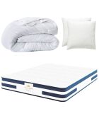 Matrassenset + 1 dekbed + 2 Balthazar wit/blauwe kussens - 160x200 cm