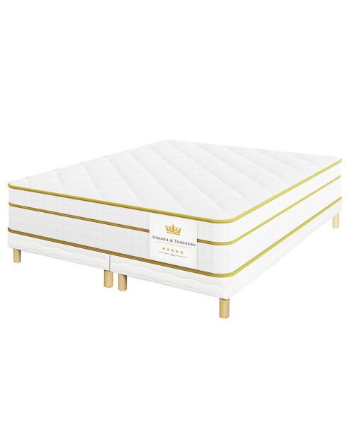 Ensemble matelas & 2 sommiers Magellan blanc/jaune - 2x80x200 cm