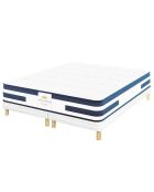 Balthazar Matratze und 2 Boxspringbetten im Set weiß/blau - 2x90x200 cm