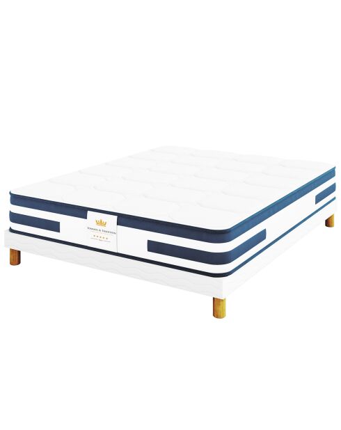Balthazar Matratzen- und Boxspring-Set, 140 x 200 cm, weiß/blau