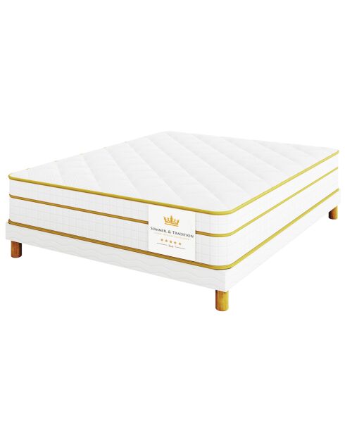 Ensemble matelas & sommier Magellan blanc/jaune - 140x190 cm