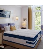 Matrassenset + 1 dekbed + 2 Balthazar wit/blauwe kussens - 160x200 cm